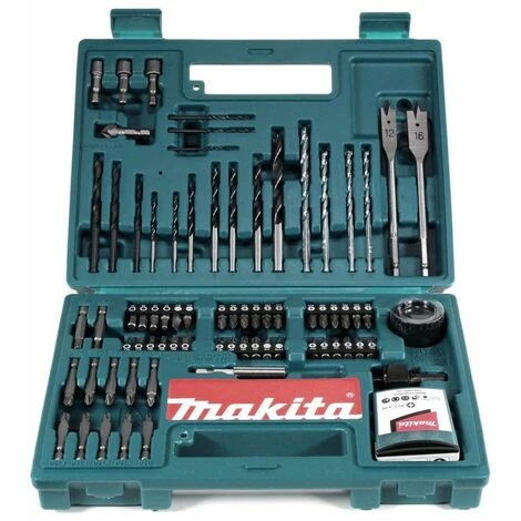 Makita DHP 482 SGK Akku Schlagbohrschrauber 18V 62Nm + 1x Akku 6,0Ah + Ladegerät + 100 Tlg. Bit Bohrer Set + Koffer â Bild 2