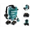 Makita DVC 265 TXU Akku Rucksackstaubsauger 36 V (2x 18 V) Brushless + 2x Akku 5,0 Ah - Ohne Ladegerät
