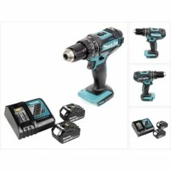 Makita DHP 482 RG Akku Schlagbohrschrauber 18 V 62 Nm + 2x Akku 6,0 Ah + Ladegerät