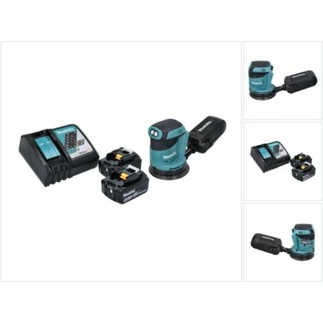 Makita DBO 180 RG Akku Exzenterschleifer 18 V 125 Mm + 2x Akku 6,0 Ah + Ladegerät