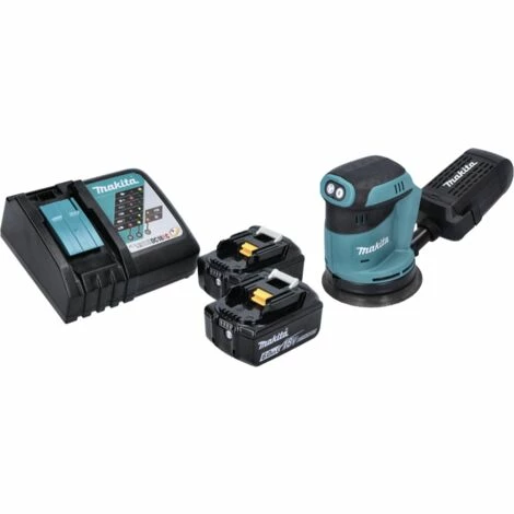 Makita DBO 180 RG Akku Exzenterschleifer 18 V 125 Mm + 2x Akku 6,0 Ah + Ladegerät – Bild 2