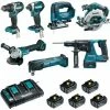 Set Mit 7 Maschinen (DDF484 + DTD154 + DGA506 + DHS680 + DHR243 + DTM51 + DJV182) MAKITA - DLX7014PTJ