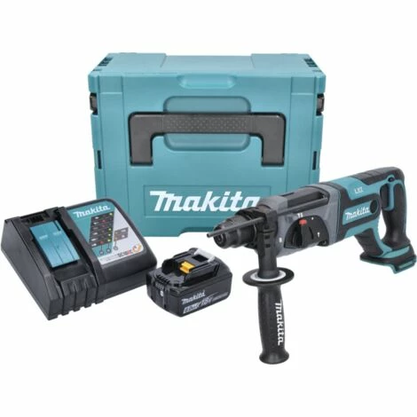 Makita DHR 241 RG1J Akku Bohrhammer 18 V 2,0 J SDS Plus + 1x Akku 6,0 Ah + Ladegerät + Makpac – Bild 2