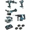 5er-Set MAKITA Maschinen 18V Li-Ion 5.0 Ah - Bohr-Meißel + Schraubendreher + Bohrer + Schleifer + Kreissäge - DLX5038PTJ