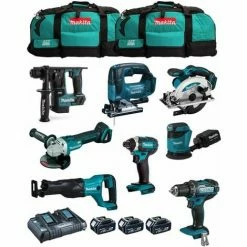 MAKITA Kit MK801 (DDF482 + DHR171 + DGA504 + DTD152 + DJV182 + DSS610 + DJR186 + DBO180 + 3 X 5,0 Ah + DC18RD + 2 X LXT600)