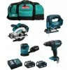 MAKITA Kit MK404 (DHP482 + DSS610 + DJV182 + DBO180 + 2 X 5,0 Ah + DC18RC + LXT600)