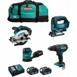 MAKITA Kit MK404 (DHP482 + DSS610 + DJV182 + DBO180 + 2 X 5,0 Ah + DC18RC + LXT600)