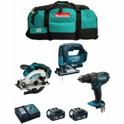 MAKITA Kit MK302 (DHP482 + DSS610 + DJV182 + 2 X 5,0 Ah + DC18RC + LXT600)