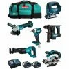 MAKITA Kit MK602 (DHR171 + DGA504 + DTD154 + DJR186 + DJV182 + DSS610 + 2 X 5,0 Ah + DC18RC + 2 X LXT600)