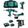 MAKITA Kit MK402 (DHP481 + DHR171 + DGA504 + DTD153 + 2 X 5,0 Ah + DC18RC + LXT600)