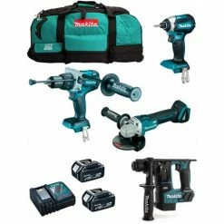 MAKITA Kit MK402 (DHP481 + DHR171 + DGA504 + DTD153 + 2 X 5,0 Ah + DC18RC + LXT600)