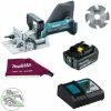 Makita Akku-Nutfräse DPJ180Z 18V + Akku 5,0 Ah BL1850B + Ladegerät DC18RC