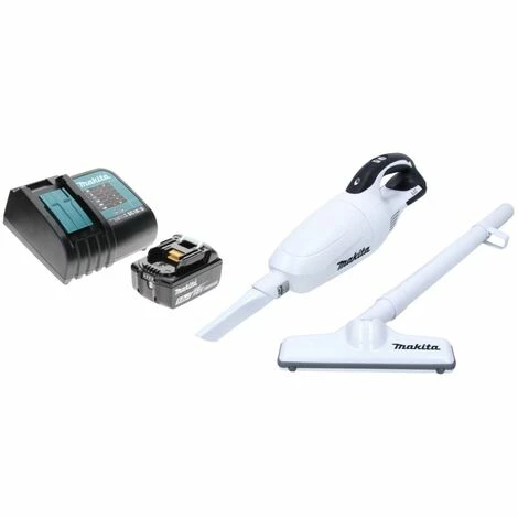 Makita DCL 181 FRT1 W Akku Staubsauger 18 V Weiß + 1x Akku 5,0 Ah + Ladegerät – Bild 2
