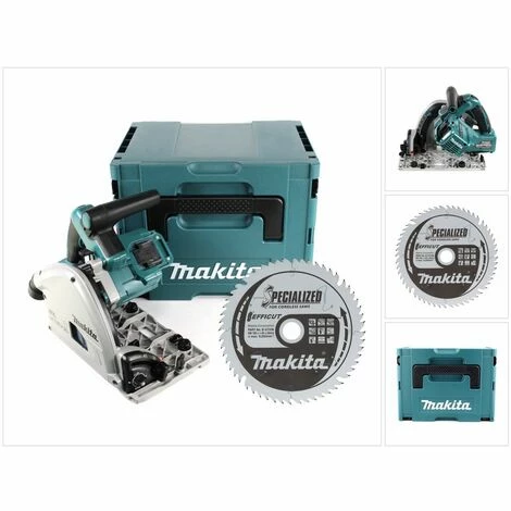 Makita DSP 600 ZJ Akku Tauchsäge 36 V (2x 18 V) Brushless + EFFICUT Kreissägeblatt + Makpac - Ohne Akku, Ohne Ladegerät