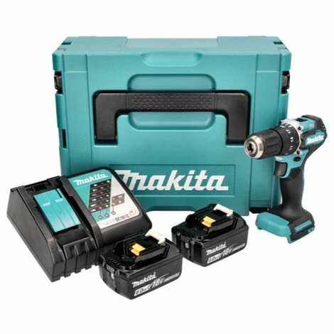 Makita DHP 487 RGJ Akku Schlagbohrschrauber 18 V 40 Nm Brushless + 2x Akku 6,0 Ah + Ladegerät + Makpac