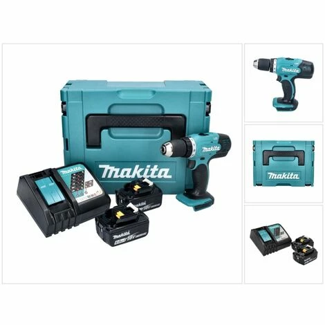Makita DDF 453 RGJ Akku Bohrschrauber 18 V 42 Nm + 2x Akku 6,0 Ah + Ladegerät + Makpac – Bild 2