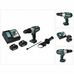 Makita DHP 451 RT Akku Schlagbohrschrauber 18 V 80 Nm + 2x Akku 5,0 Ah + Ladegerät