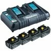 Makita 199485-6 Power Source-Kit Bestehend Aus 4 Akkus BL1860B 6,0 Ah Und 1 Doppel-Schnellladegerät DC18RD