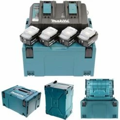Makita Set KIT Energy 4x Akku 1850B, 1 Doppelschnellladegerät X DC18RD 1x MAKPAC Gr. 3 Inkl. Einlage