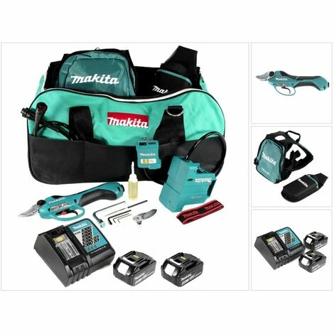 Makita DUP 361 RG Akku Rebschere Astschere 36 V ( 2x 18 V ) + 2x Akku 6,0 Ah + Ladegerät + Tasche – Bild 5