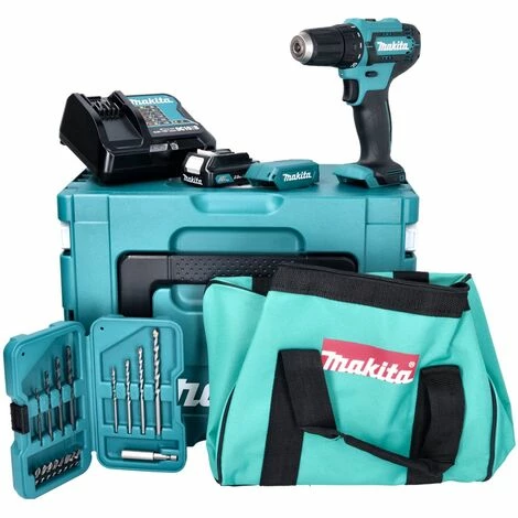 Makita DF 333 DSAX6 Akku Bohrschrauber 12 V 30 Nm + 1x Akku 2,0 Ah + Ladegerät + 17 Tlg. Zubehörset + Kühlbox â Bild 4