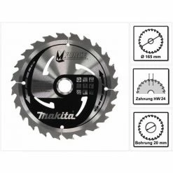 Makita M-FORCE Kreissägeblatt Für Holz 165 X 20 X 2 Mm 24 Zähne ( B-32007 )