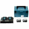 MAKITA 18V Li-Ion Power Pack + 2 X 18V 4.0Ah Akkus + 1 Doppelladegerät Mit MAKPAC Box - 197504-2