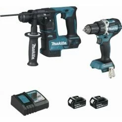 Set Mit 2 Maschinen 18 V Li-Ion 5 Ah MAKITA Drill DDF484 + Perforator DHR171 - 2 Akkus, Ladegerät, Box - DLX2271TJ