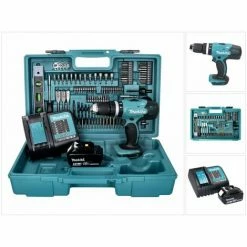 Makita DHP 453 STX5 Akku Schlagbohrschrauber 18 V 42 Nm + 1x Akku 5,0 Ah + Ladegerät + 101 Tlg. Zubehör Set + Koffer