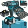 Makita Akku-Schlagbohrschrauber DHP482JX13 2 Akkus 18V/3Ah +120-tlg Zubehör-Set