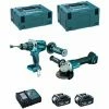 MAKITA Kit DLX2130TJ2 (DGA504 + DHP481 + 2 X 5,0 Ah + DC18RC + MAKPAC 2 + MAKPAC 3)